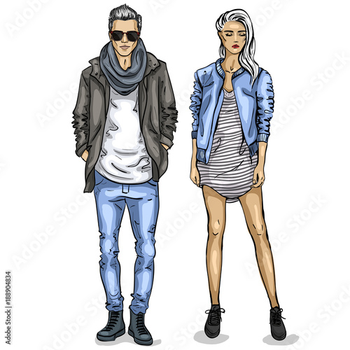 Vector woman and man