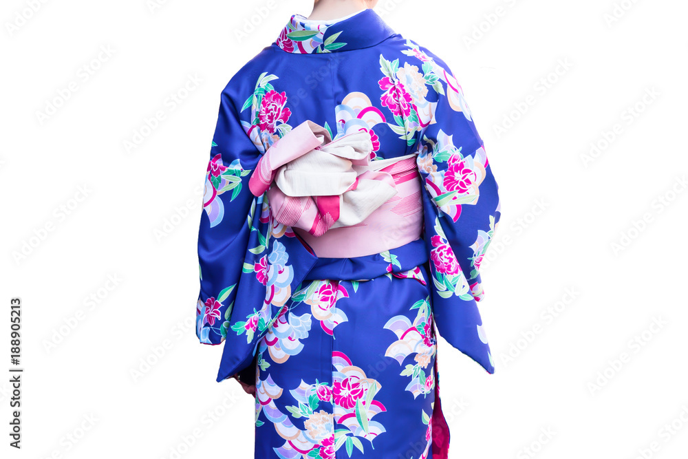 Woman in traditional Japanese kimonos isolated on white background. Woman in traditional Japanese kimonos isolated on white background.