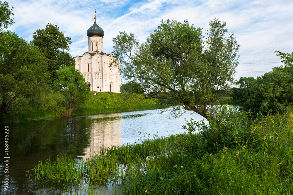 The Church of the Intercession of the Holy Virgin on the Nerl River. Summer landscape.