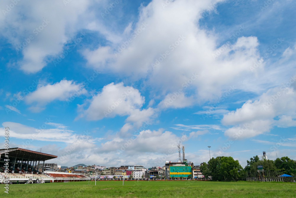 Polo ground with clear sky, Imphal, Manipur, India Polo ground with clear sky, Imphal, Manipur, India
