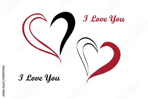 postcard - declaration of love in the form of heart contours