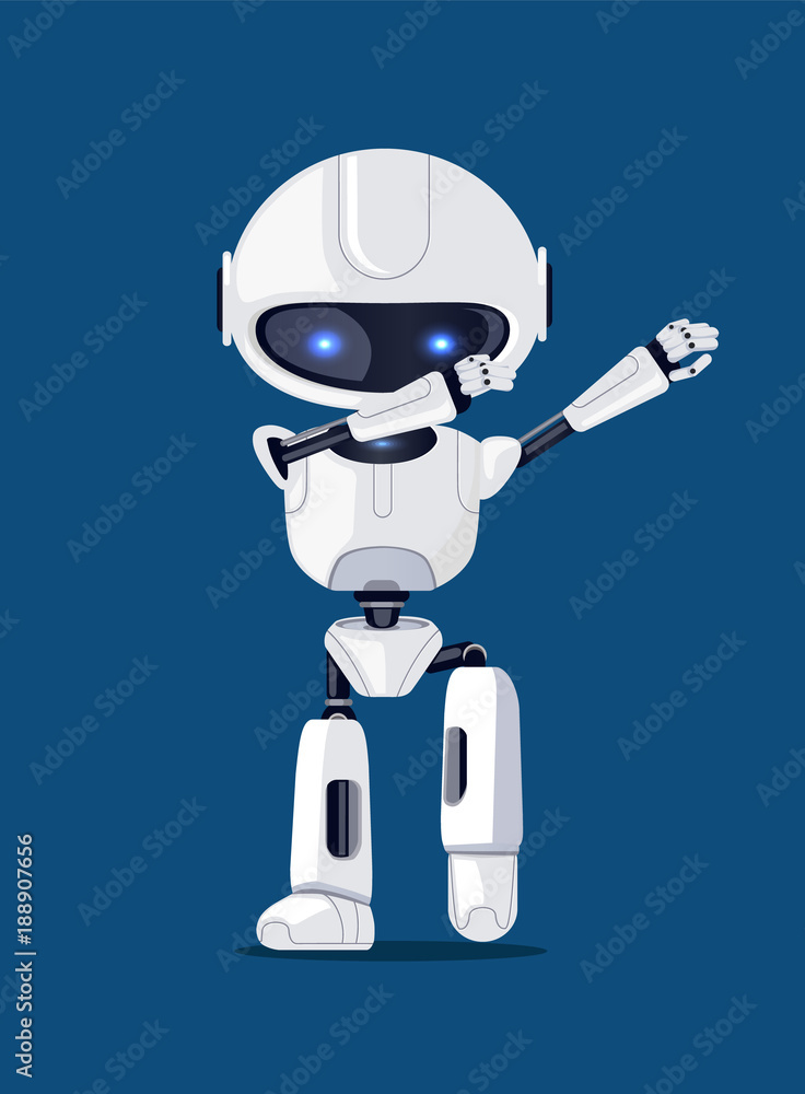 White Funny Dabbing Robot Card Vector Illusration White Funny Dabbing Robot Card Vector Illusration
