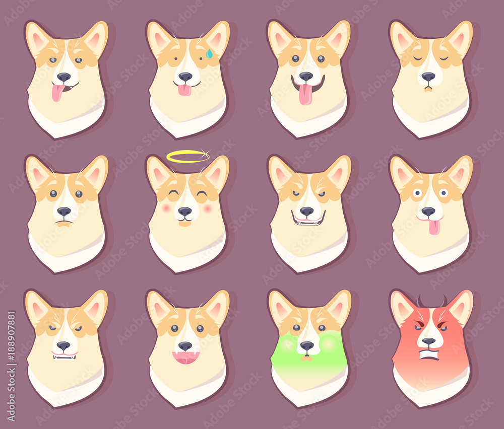 Dog Emoticon Puppy Collection Vector Illustration Dog Emoticon Puppy Collection Vector Illustration