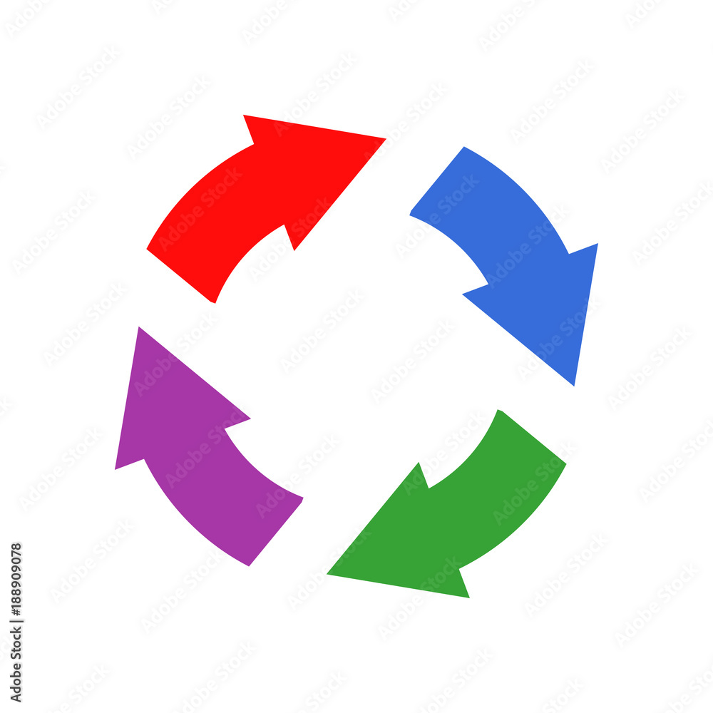 Icono plano cuatro flechas en circulo varios colores Icono plano cuatro flechas en circulo varios colores