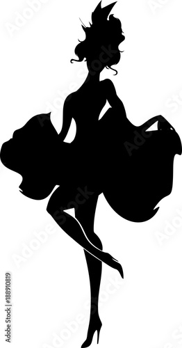 Silhouette of cancan dancer