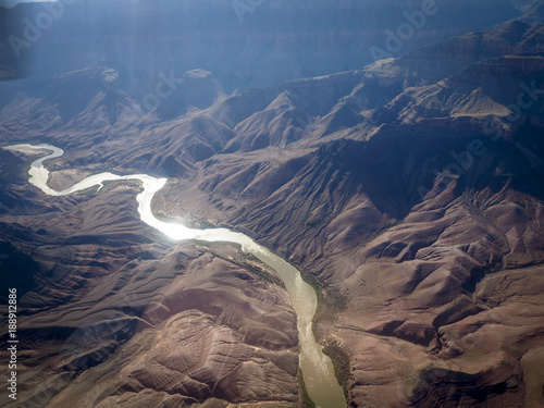 Aerial view from the Grand Canyon National Park and Colorado River