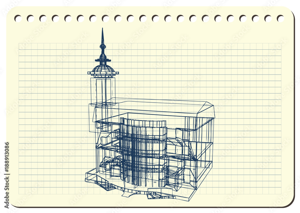 Graphic illustration with decorative architecture 18_2 Graphic illustration with decorative architecture 18_2
