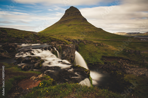 Kirkjufellfoss and mountain Iceland  photo