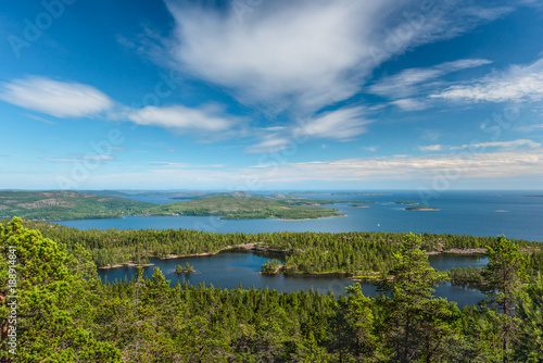 The view from a mountain at the High Coast natioanl park in Sweden. photo