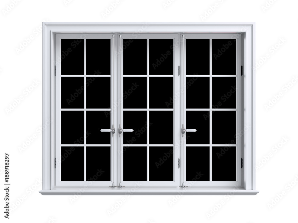 Fototapeta premium Vintage blank window inside room. 3d illustration