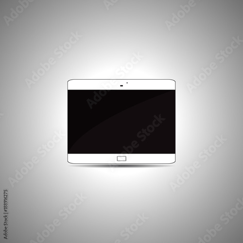 Digital Tablet computer screen isolated on a grey background.