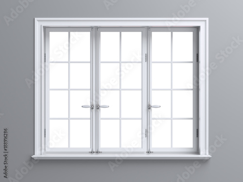 Vintage blank window inside room. 3d illustration