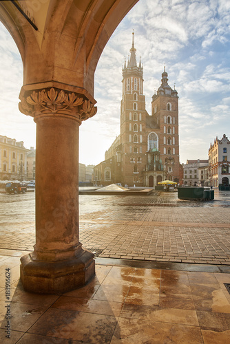Krakow Market Square and St. Mary's Basilica
