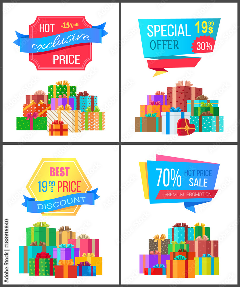 Set of Special Price Exclusive Discount Posters
