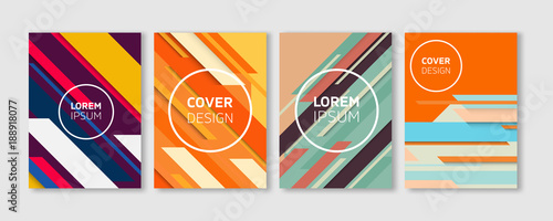 Minimal Vector Covers Design. Cool Colorful Vibrant Diagonal Stripes Flat Geometric Illustrations. Future Poster Template.