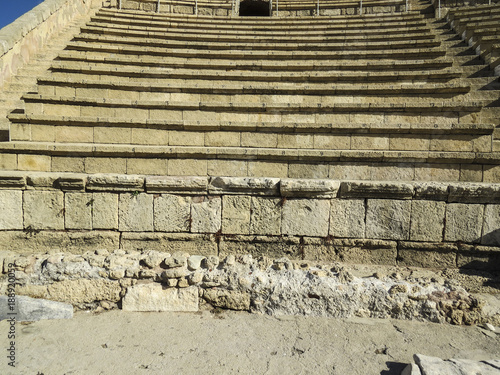 Caesarea, Israel - Amphitheater in Caesarea National Park - Ruins of ancient Cesarea built by Herod. Cesarea represents an exceptional archaeological site of the Roman and Crusader period photo