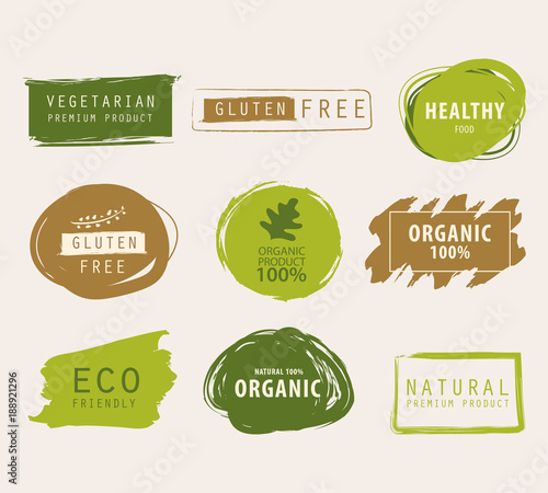 natural and organic green banner or label design. farm fresh product element.