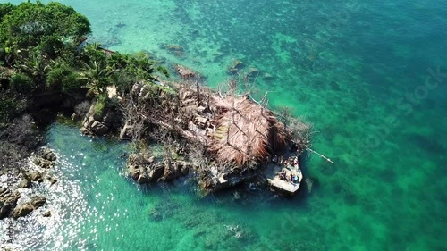 Drone flying above koh Raham area, Haad Son sand beach and Secret beach at koh Phangan island,Thailand photo