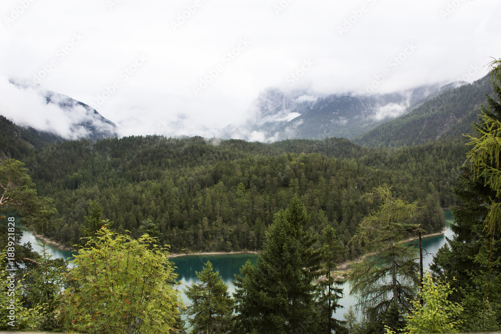 View landscape of forest and Blindsee is a lake on mountain of Tyrol, Austria