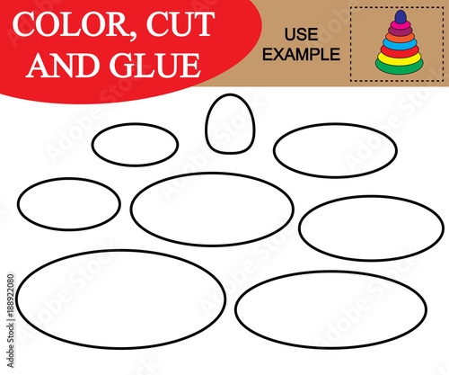 Create the image of baby pyramid. Worksheet. Color, cut and glue. Game for children.