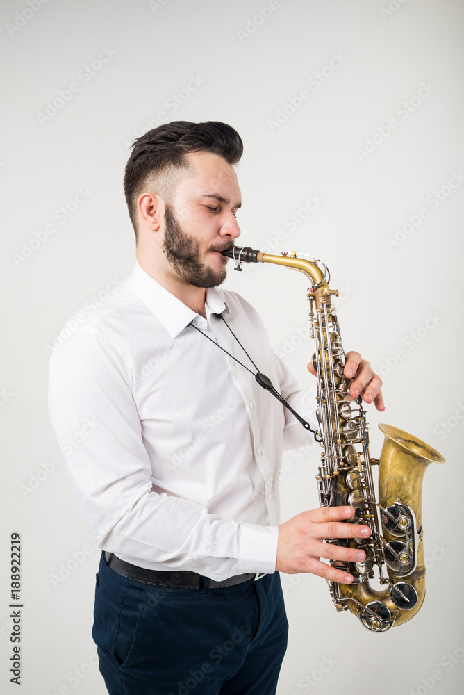 Fototapeta premium Saxophone Player Saxophonist with Sax