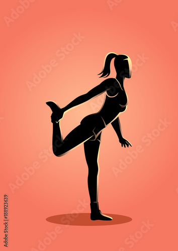 Woman stretching her leg