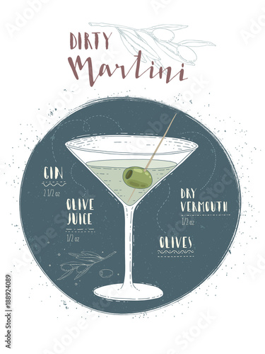 Illustration of cocktail Dry martini