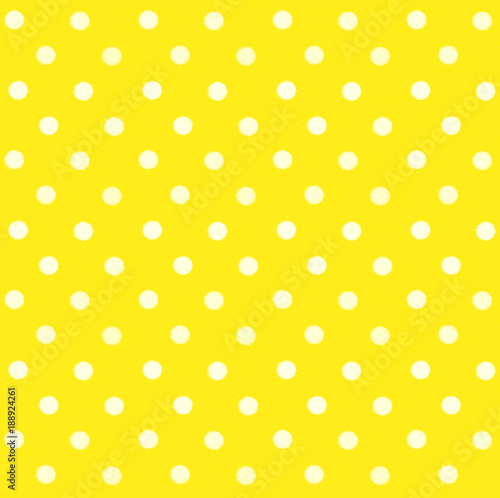 Carta da parati a pois - Carta da parati White polka dots on yellow textile background