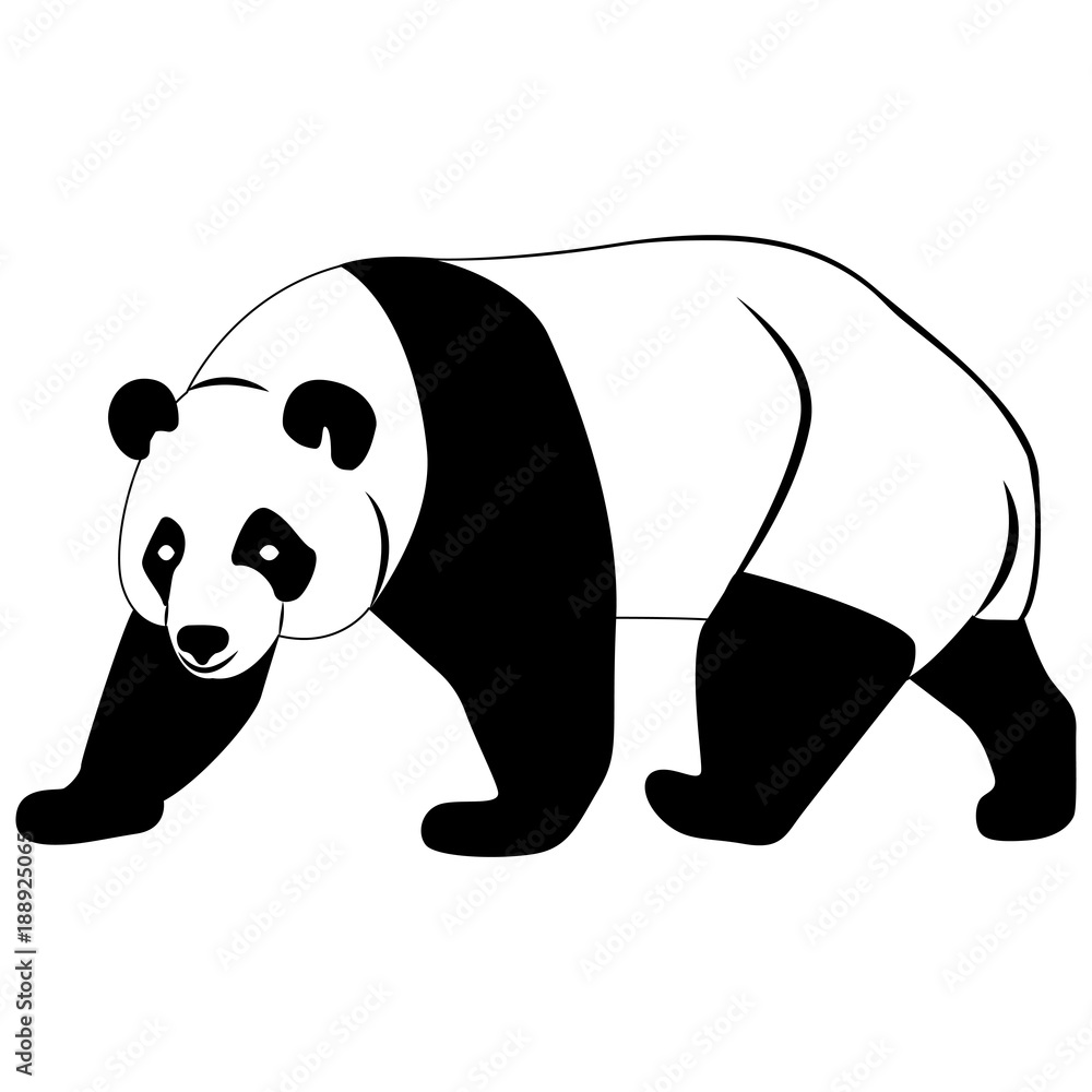 Vector image of a panda bear silhouette on a white background Vector image of a panda bear silhouette on a white background