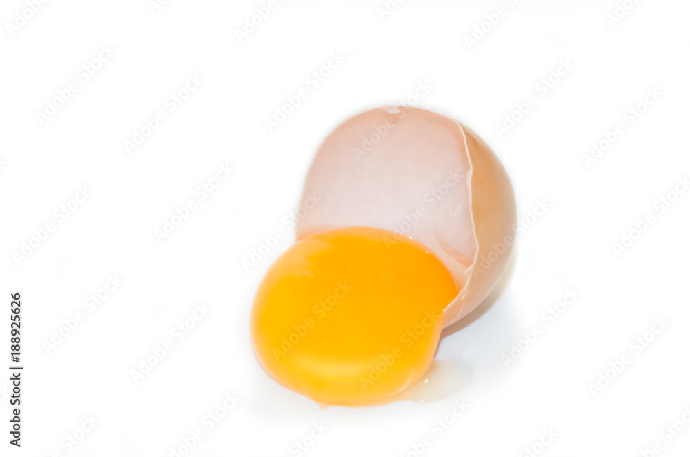 eggs on a white background broken with the yellow yolk eggs on a white background broken with the yellow yolk