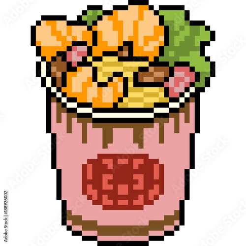vector pixel art food noodle cup