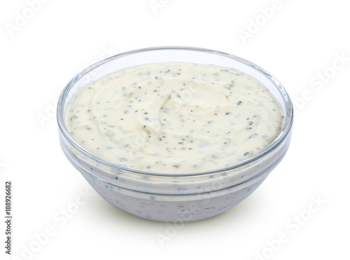 Garlic sauce isolated on white background