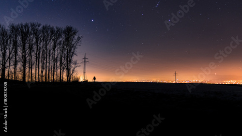 Sternenhimmel mit Stadt  Kassel  im Hintergrund