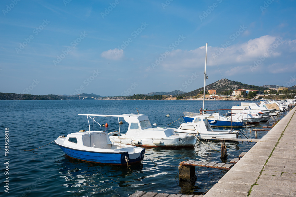 Sibenik, Croatia, harbour,Adriatic Sea, Sibenski Most. シベニク、クロアチア、