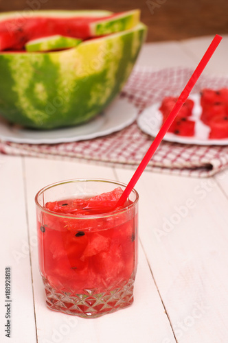 drink. watermelon in the heart shape photo