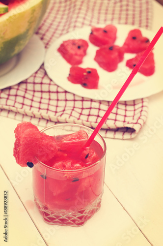 drink. watermelon in the heart shape photo