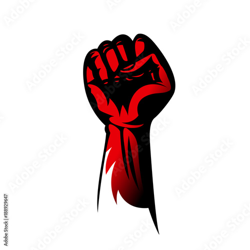 A clenched fist in protest, vector illustration.