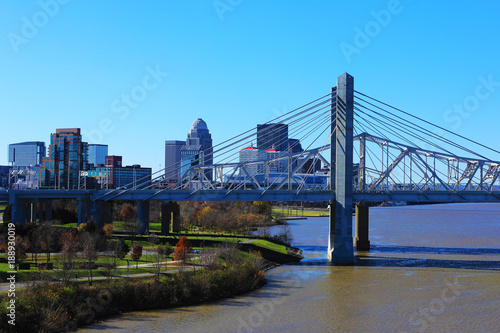 Louisville, Kentucky skyline with John F Kennedy Bridge © Harold Stiver