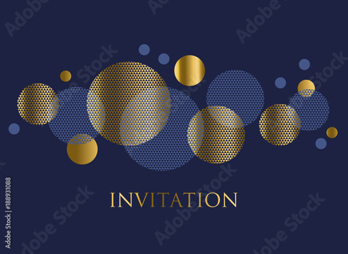 Gold and deep blue color abstract geometric design element for card, invitati...