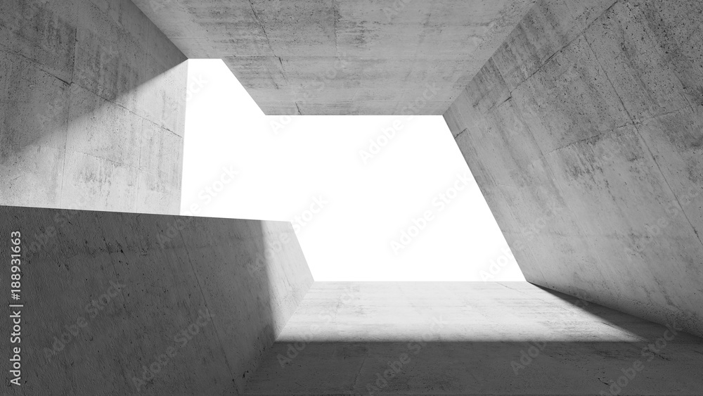 Fototapeta Betonowy tunel 3D z wpadającym światłem