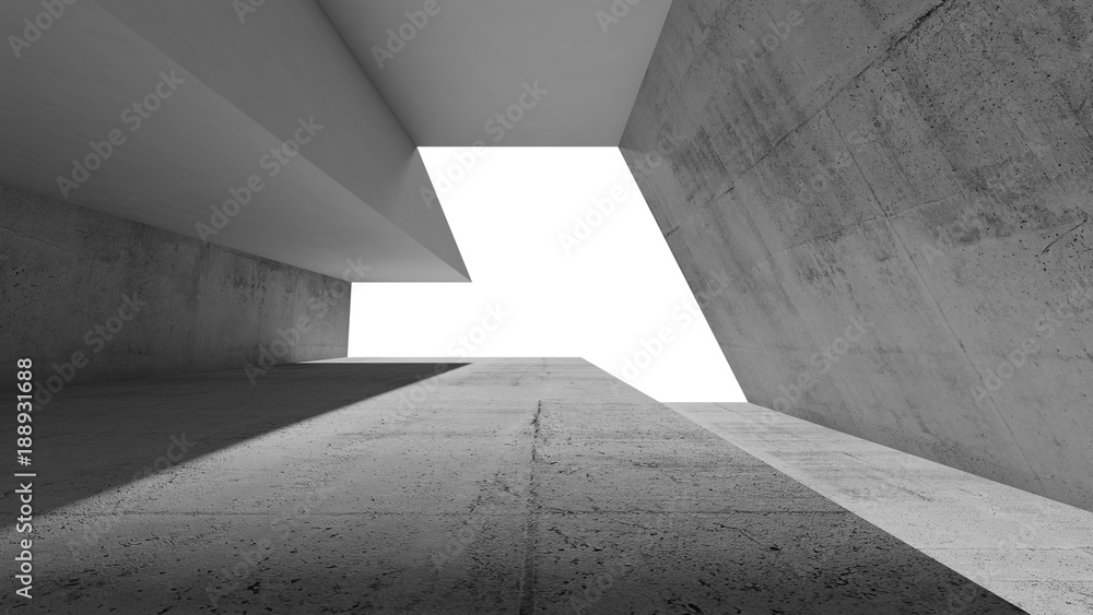 Concrete interior with blank window Concrete interior with blank window