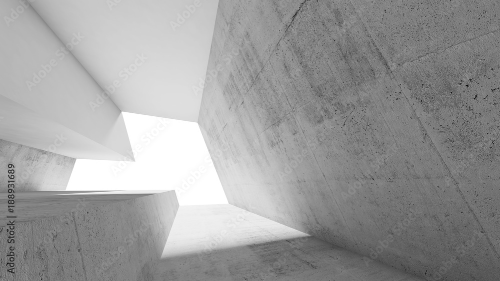 Fototapeta Pusty bielu betonu wnętrze 3d