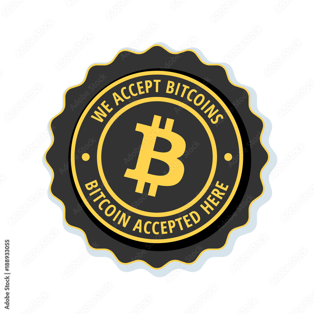Bitcoin Accepted Here label illustration Bitcoin Accepted Here label illustration