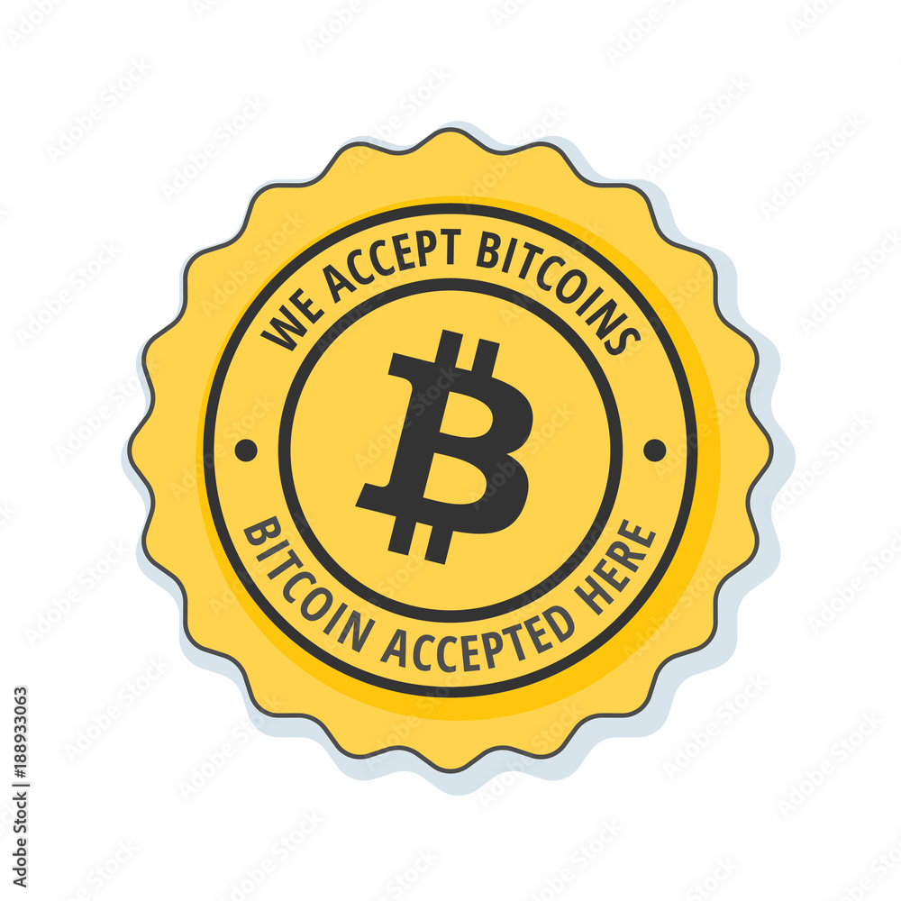 Bitcoin Accepted Here label illustration Bitcoin Accepted Here label illustration
