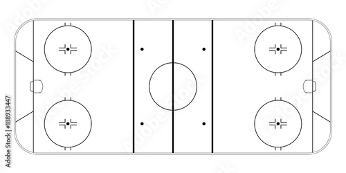 Ice hockey rink. Sport field background. Vector illstration isolated on white background.