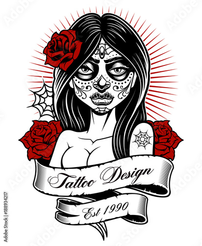Tattoo girl (monochrome version)