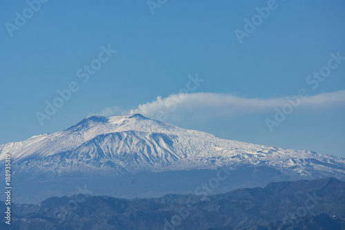 Landscape of ETNA MOUNT WITH SNOW