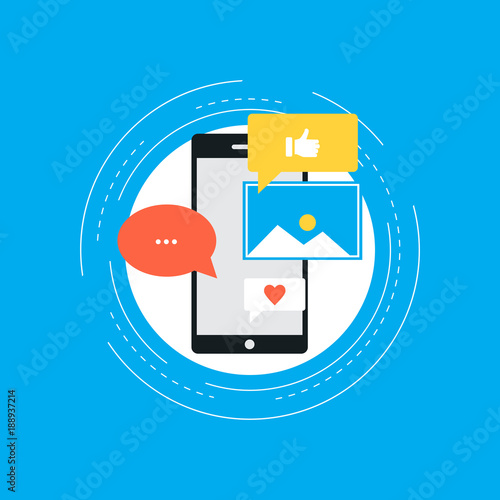 Social media and networking concept flat design vector illustration