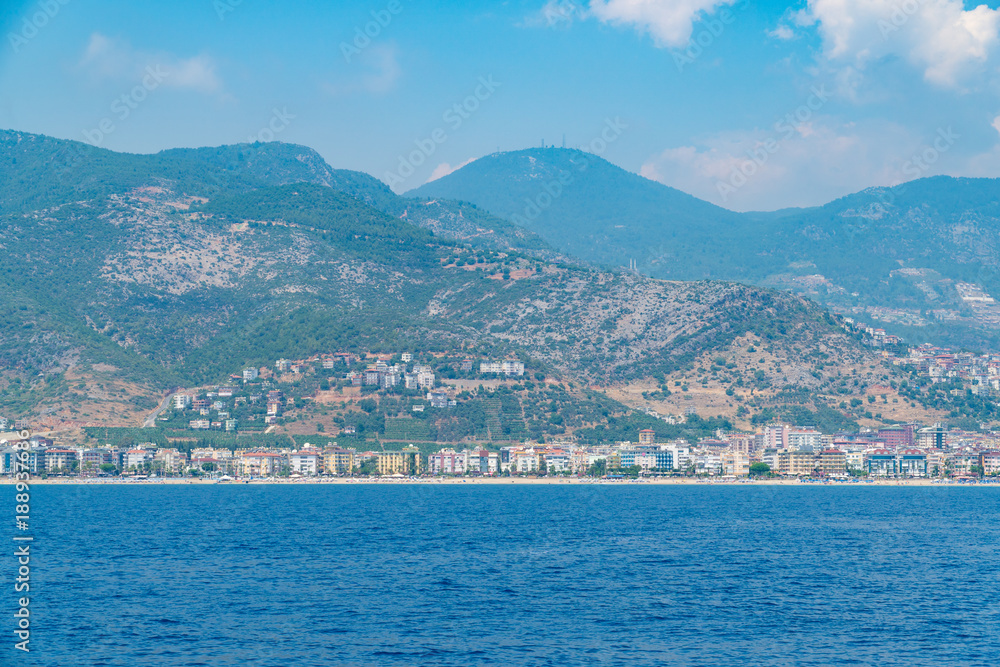 Views of the Mediterranean coast. Mountainous terrain