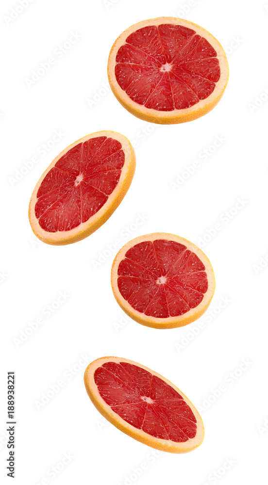 Slices of grapefruit isolated on white background Slices of grapefruit isolated on white background